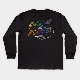 Pre K Rockers Kindergarten Back To School Teacher Kids Long Sleeve T-Shirt